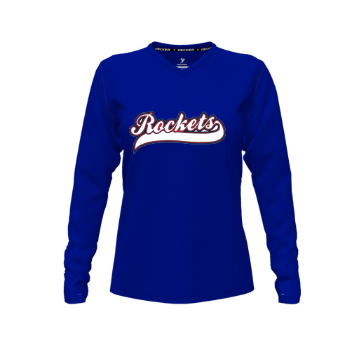 [FTLVCFRY-FYXS-LOGO1] Decker Comfort T-Shirt (Female Youth XS, Royal, V Neck, Logo 1, Long Sleeve)