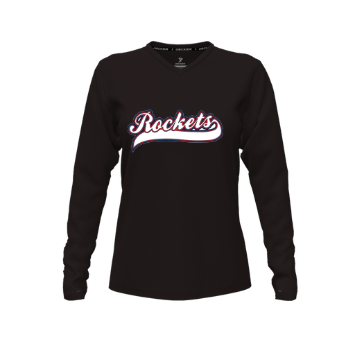 [FTLVPTBK-FYXS-LOGO1] Decker Performance T-Shirt (Female Youth XS, Black, V Neck, Logo 1, Long Sleeve)