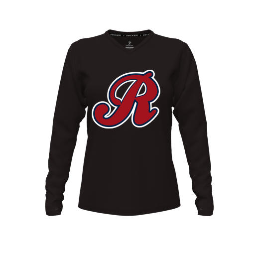 [FTLVPTBK-FYXS-LOGO2] Decker Performance T-Shirt (Female Youth XS, Black, V Neck, Logo 2, Long Sleeve)