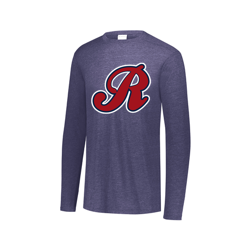 [FTLCUBNV-AXS-LOGO2] Decker Men's Tri-Blend T-Shirt - Long Sleeve (Adult XS, Navy, Logo 2)