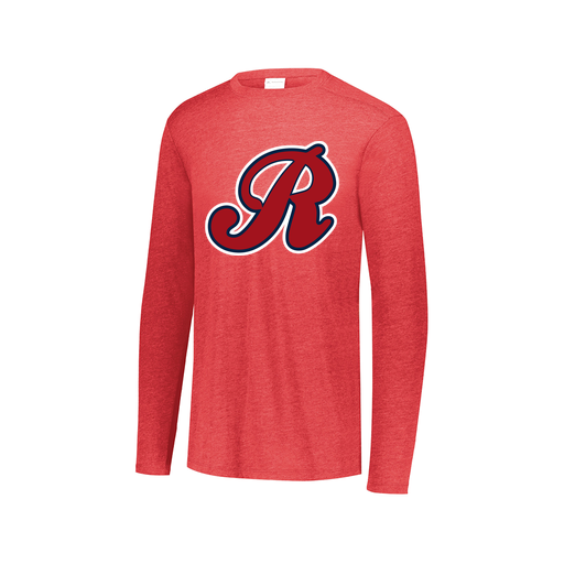 [FTLCUBRD-AXS-LOGO2] Decker Men's Tri-Blend T-Shirt - Long Sleeve (Adult XS, Red, Logo 2)