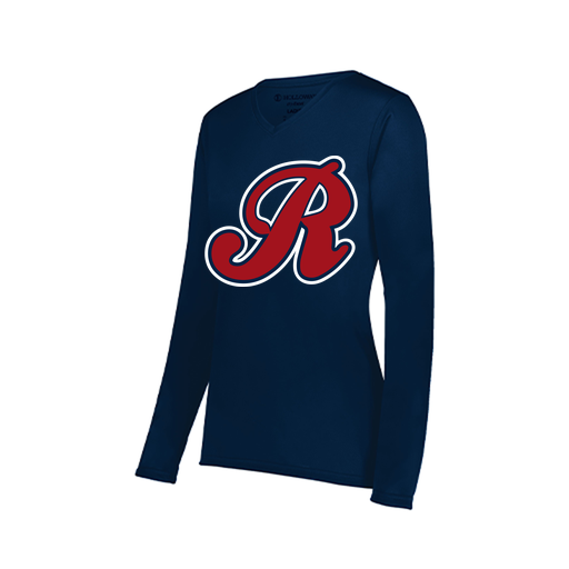 [222824.065.S-LOGO2] Ladies LS Smooth Sport Shirt (Female Adult S, Navy, Logo 2)