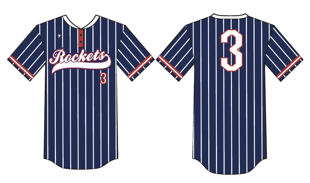 Rockets- 2 Button Navy with White pinstripes